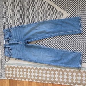 Re/done high rise straight ankle 70s stove pipe in color blue shadow